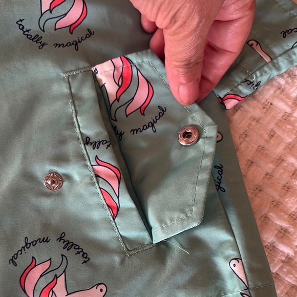 Gently loved Kids Unicorn Print Green Lightweight Jacket by Carters - Picture 7 of 10